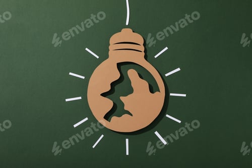 Preview: Decorative paper light bulb, eco house concept