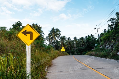 Preview: Island road and coconut trees in morning