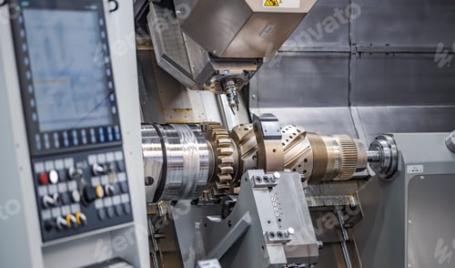 Preview: Metalworking CNC lathe milling machine. Cutting metal modern pro