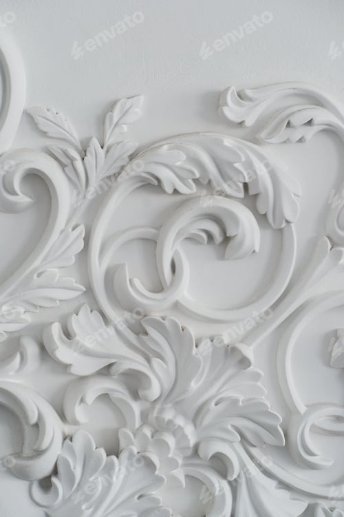 Preview: Luxury white wall design bas-relief with stucco mouldings roccoco element