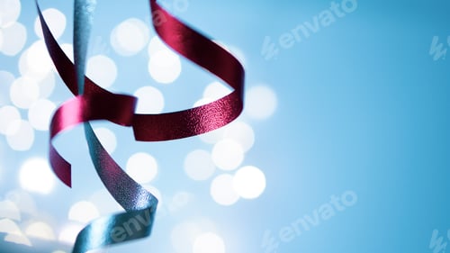 Preview: Red And Silver Blurred Ribbons For Gift, Shopping, Sale Concept Background
