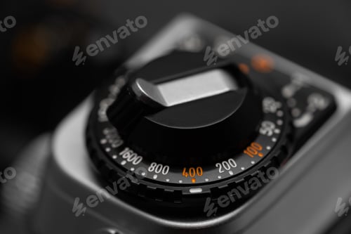 Preview: Film speed indicator knob of retro camera