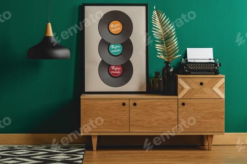Preview: Typewriter and decoration on sideboard