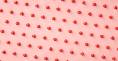 Preview: Heart love symbol 3D rendering pattern, Valentines Day concept poster, banner or background