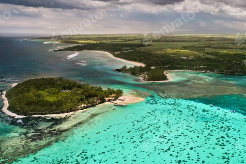 Preview: View from the height of the east coast of the island of Mauritius in the Indian Ocean. Beautiful