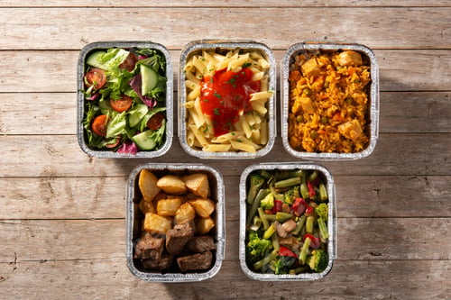 Preview: Take away healthy food in foil boxes