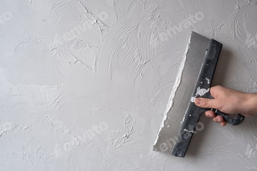 Preview: Hand Smoothing White Compound on Textured Wall
