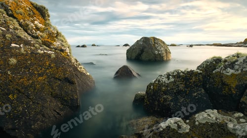 Preview: Beautiful coastal landscape scenery, rocky coast of wild Atlantic way at sunset, nature background,