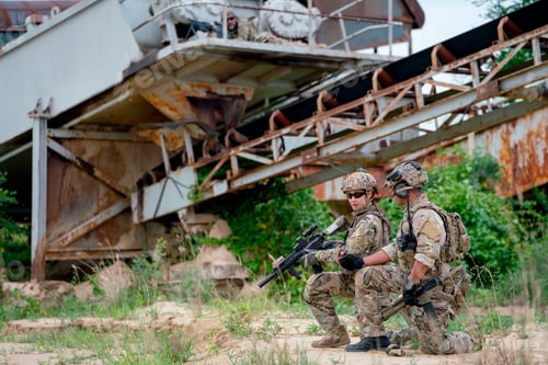 Preview: Military or soldier man and woman discuss about plan to fight the enemy with support team