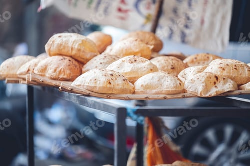 Preview: Closeup of fresh Pita bread for sale