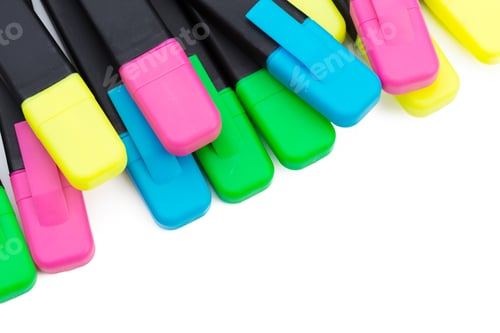 Preview: colored markers isolated on white background close up