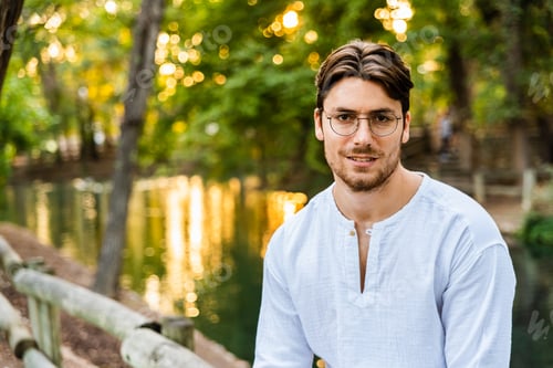Preview: Young male model posing at camera.