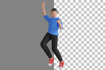 Preview: Character With Happy Jumping 3D Illustration