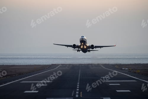 Preview: Plane taking off from the island airport
