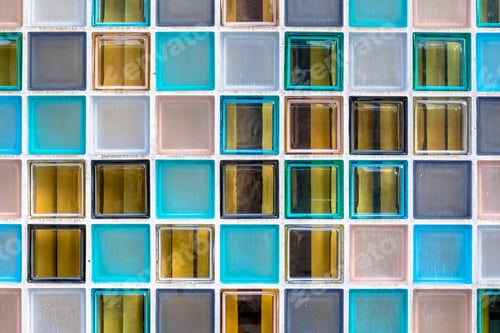 Preview: Wall of transparant glass boxes