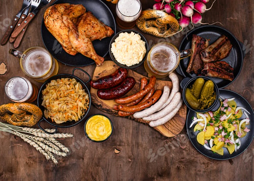 Preview: Oktoberfest dishes with beer, pretzel and sausage