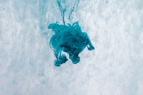 Preview: artistic background with flowing blue paint in water