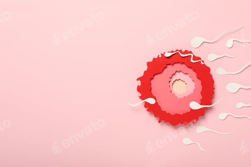 Preview: Fertilization concept, ovulation period, sperm and egg.