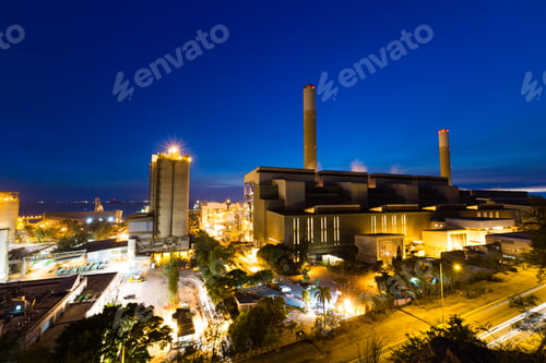 Preview: Coal power station and cement plant at night