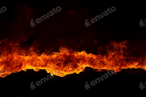 Preview: Blazing flames on black background