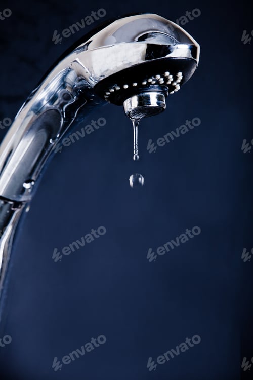 Preview: Broken kitchen sink closeup on black background