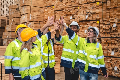 Preview: professional creatively carpenters woodworking teamwork together, Craftsman having creative workshop