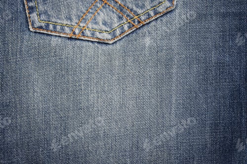 Preview: Blue Denim Jean Fabric with Orange Stitching Detail