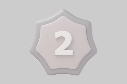 Preview: Abstract badge with white number 2 on pink background.