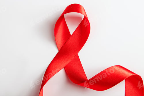 Preview: Red silk ribbon for wrapping gifts on white background.