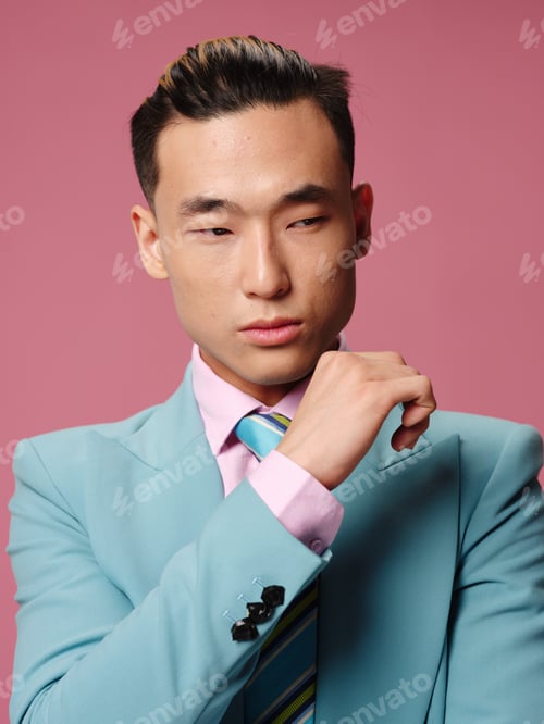 Preview: business man asian appearance blue jacket lifestyle confidence isolated background