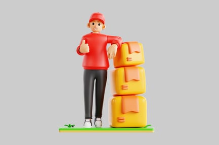 Preview: Cartoon delivery guy with boxes