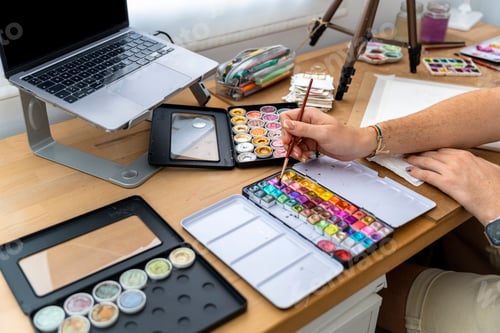 Preview: LGBT Artist Capturing Creative Watercolor Illustration on Stream