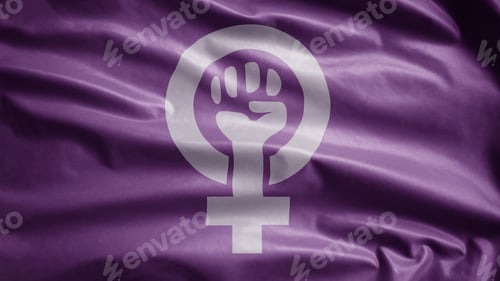 Preview: Purple Textile Background with Raised Fist Symbol