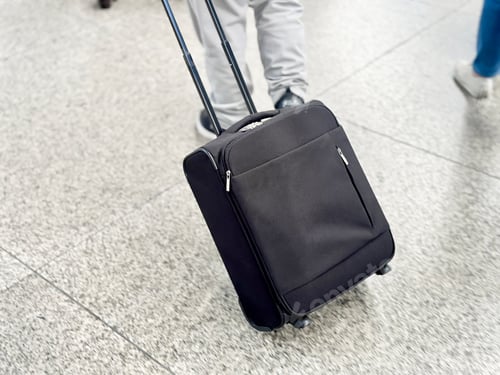 Preview: Lower Third of People Running With Suitcases in Airport Or Railway Station Before Departure