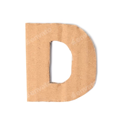 Preview: Letter D made of cardboard on white background