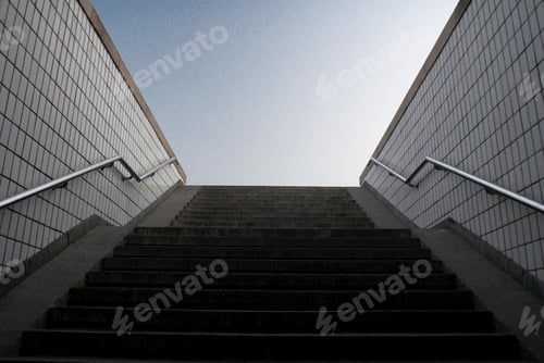 Preview: Bottom view of Steps leading to clear sky