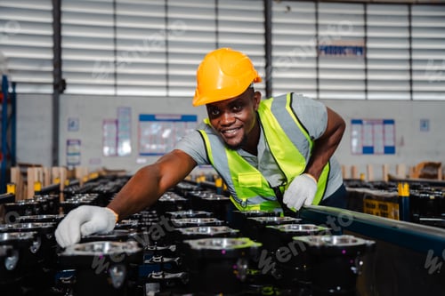 Preview: Warehouse worker logistic team working in packed goods warehouse for industry business of delivery