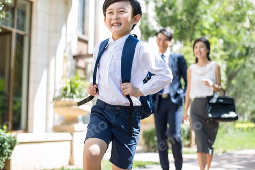 Preview: Parents taking their child to school in the morning