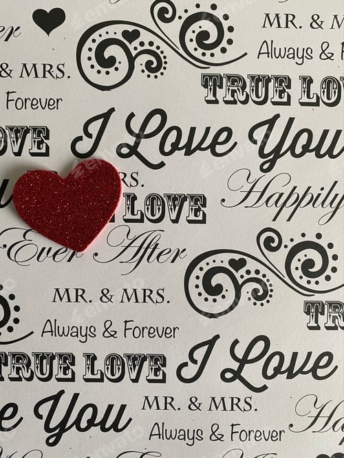 Preview: Red heart on I Love You background