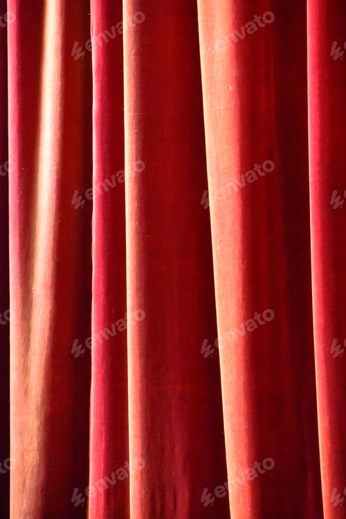 Preview: Dramatic Red Velvet Curtain Folds in Theater