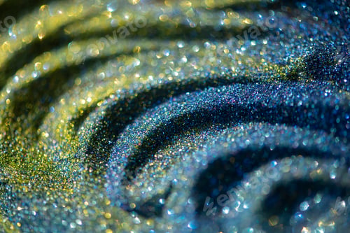 Preview: Abstract glitter lights colorful bokeh background in blue,gold and yellow color tones