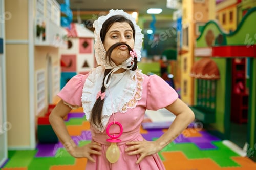 Preview: Cute woman like baby making moustache from hair
