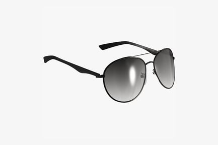 Preview: Round Aviator Sunglasses - Black Frame, Gradient Lens