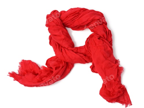 Preview: Red fashion cotton red scarf isolated on white background, accessory knotted