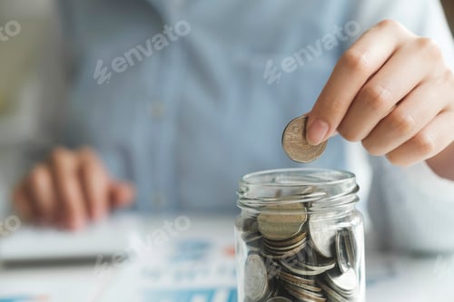 Preview: Saving Money Coins in a Glass Jar
