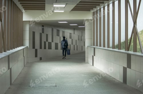 Preview: People walking in the subway corridor, urban geometry