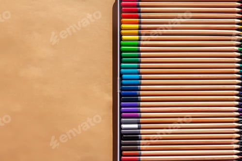 Preview: Colored Pencils on paper background. Copy space.