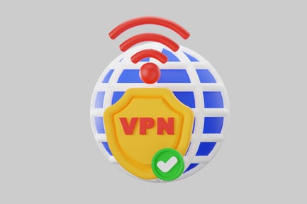 Vista previa: Símbolo de VPN con globo y marca de verificación