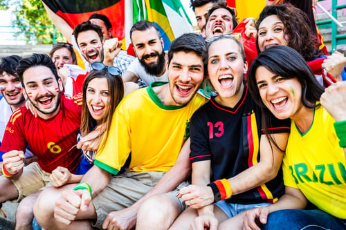 Preview: Diverse football fans cheering together at a stadium
