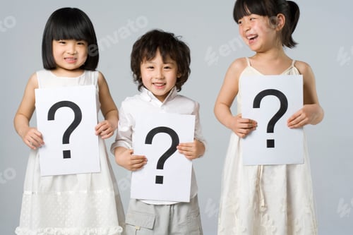 Preview: Children holding signs with question marks